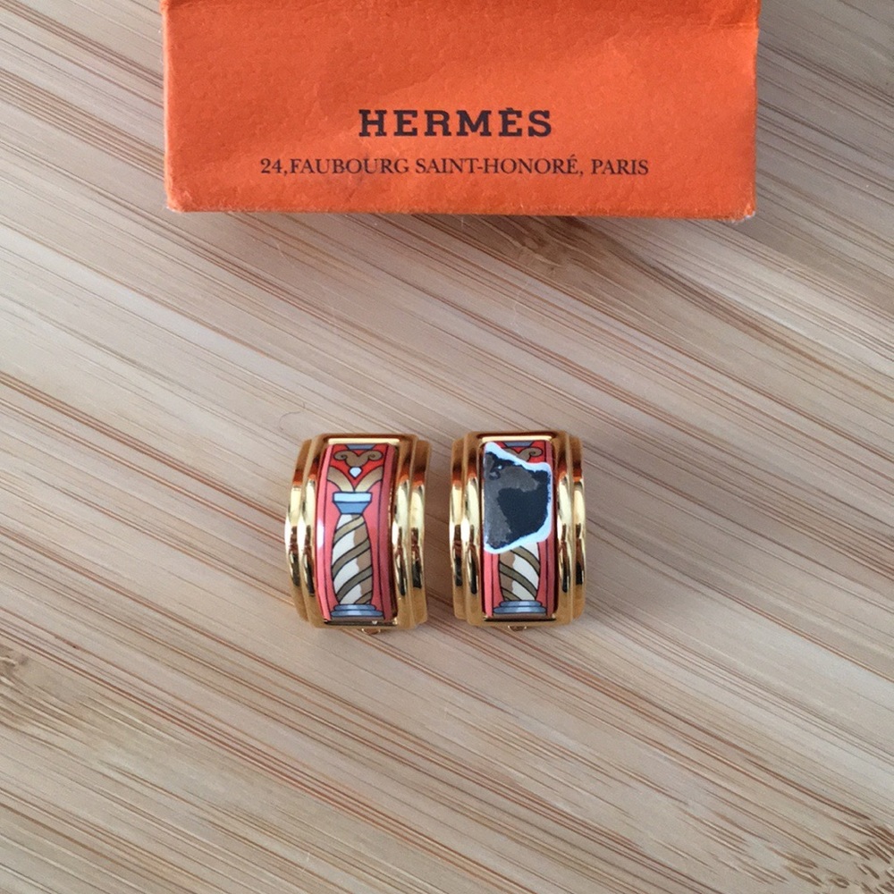 Authentic Hermes vintage clip on earrings - damage